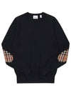 Check Patch Merino Wool Knit Top Black - BURBERRY - BALAAN 3