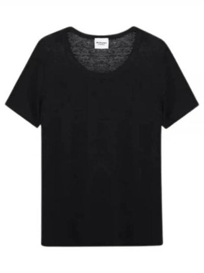 Kiliann Linen Short Sleeve T-Shirt Black - ISABEL MARANT - BALAAN 2