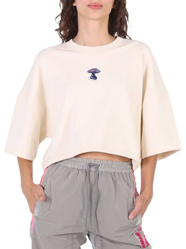 Stella McCartney Ladies Mushroom Print Cropped Sweatshirt, Brand Size 44 (US Size 10) - STELLA MCCARTNEY - BALAAN 1