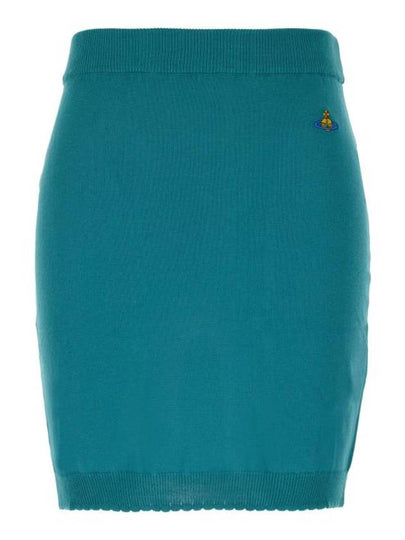 Women's ORB Logo Knit Bea Mini H Line Skirt Blue - VIVIENNE WESTWOOD - BALAAN 2