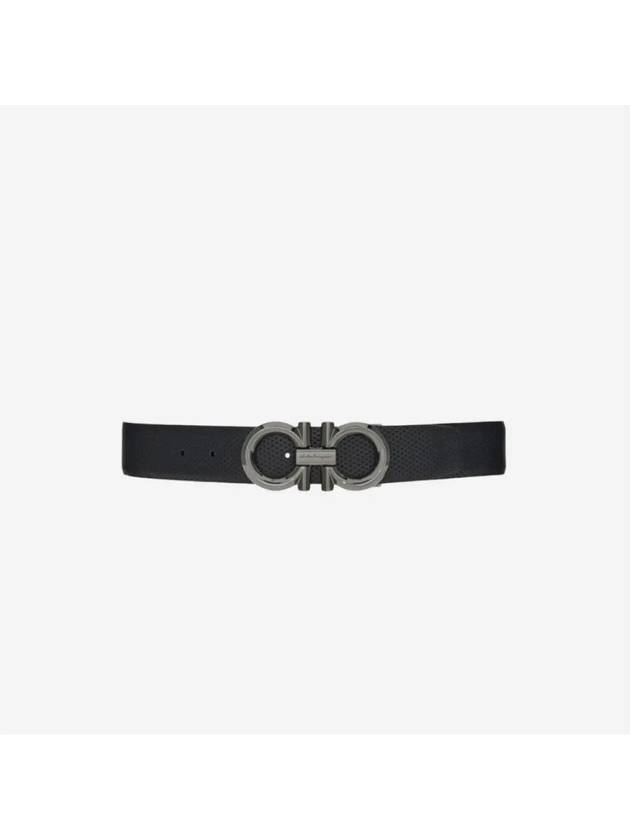 Gancini Buckle Reversible Leather Belt Navy Black - SALVATORE FERRAGAMO - BALAAN 3