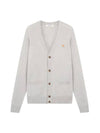 Baby Fox Patch V-neck Cardigan Light Grey - MAISON KITSUNE - BALAAN 2