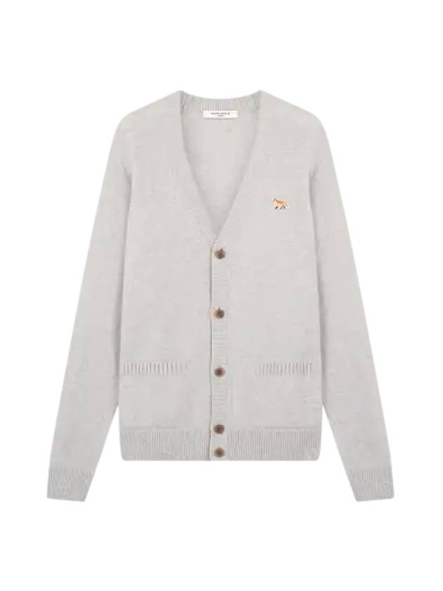 Baby Fox Patch V-neck Cardigan Light Grey - MAISON KITSUNE - BALAAN 3