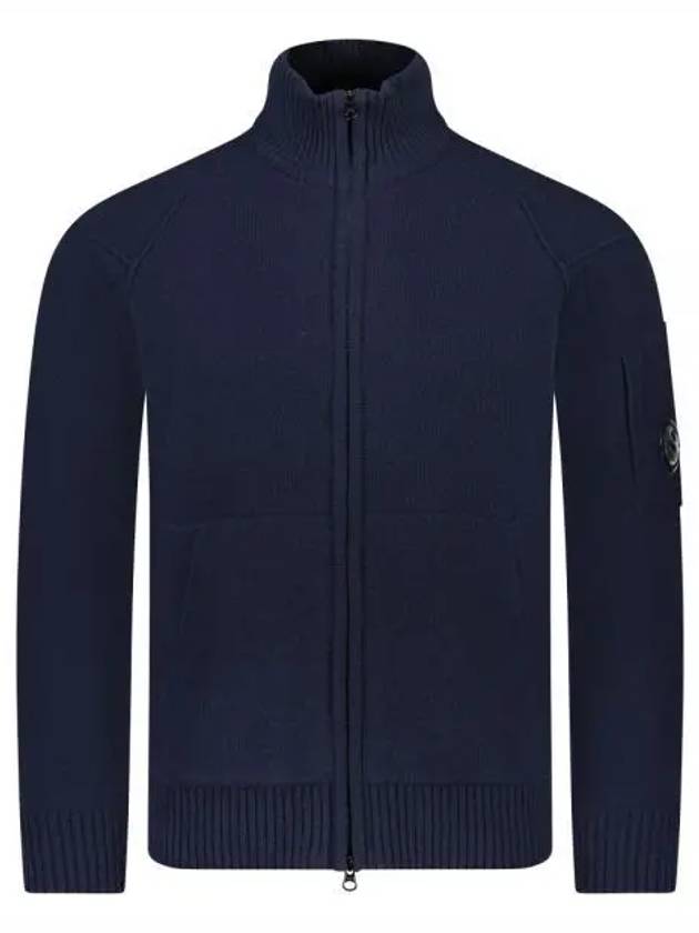 Lambswool GRS Zipped Cardigan Navy - CP COMPANY - BALAAN 2