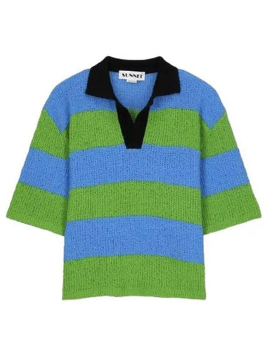 Short sleeve polo knit shirt Azure green - SUNNEI - BALAAN 1