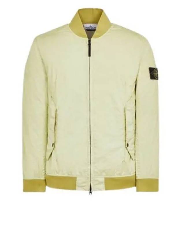 Men's Wappen Patch Zip-Up Bomber Jacket Neutrans Green - STONE ISLAND - BALAAN 2