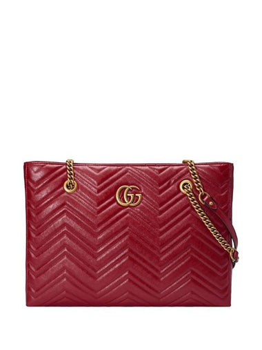 Women's GG Marmont Matelasse Medium Shoulder Bag Red - GUCCI - BALAAN 1