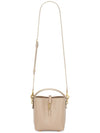 Le 37 Signature Logo Shiny Leather Small Bucket Bag Dark Beige - SAINT LAURENT - BALAAN 1