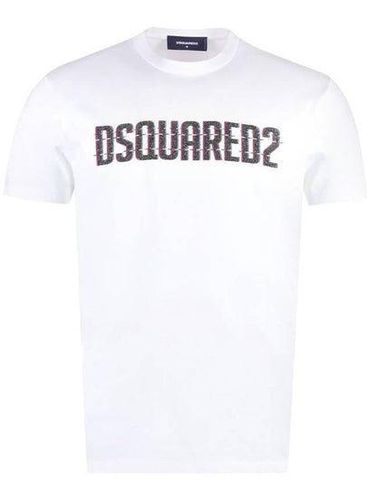 Logo Print Short Sleeve T Shirt White - DSQUARED2 - BALAAN 2