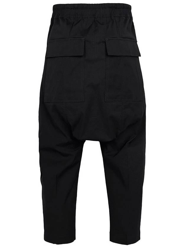 Drawstring Crop Cotton Baggy Pants Black - RICK OWENS - BALAAN 4