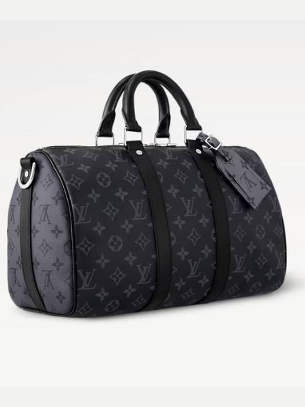 Keepall Bandouliere 35 Monogram Eclipse Duffel Bag Black - LOUIS VUITTON - BALAAN 4