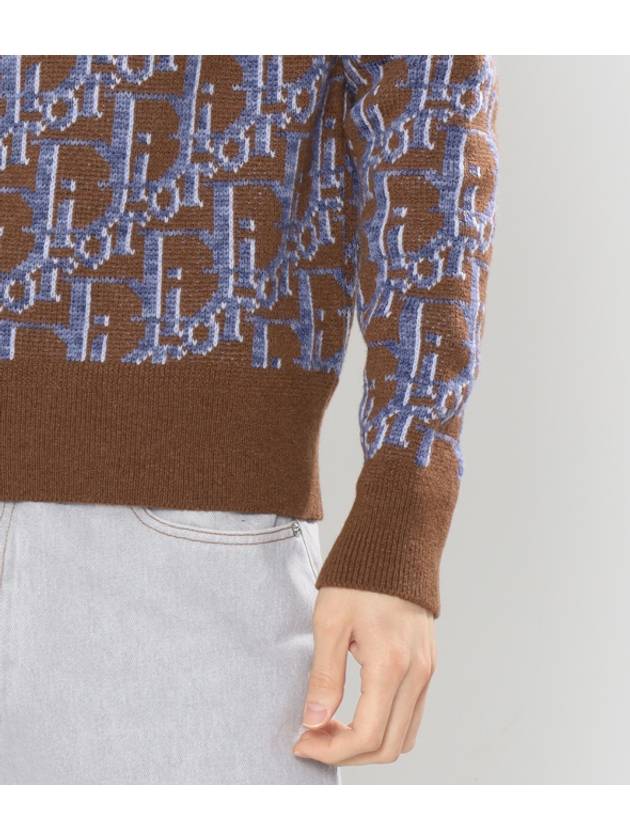 Oblique Wool Jacquard Knit Top Blue Brown - DIOR - BALAAN 6