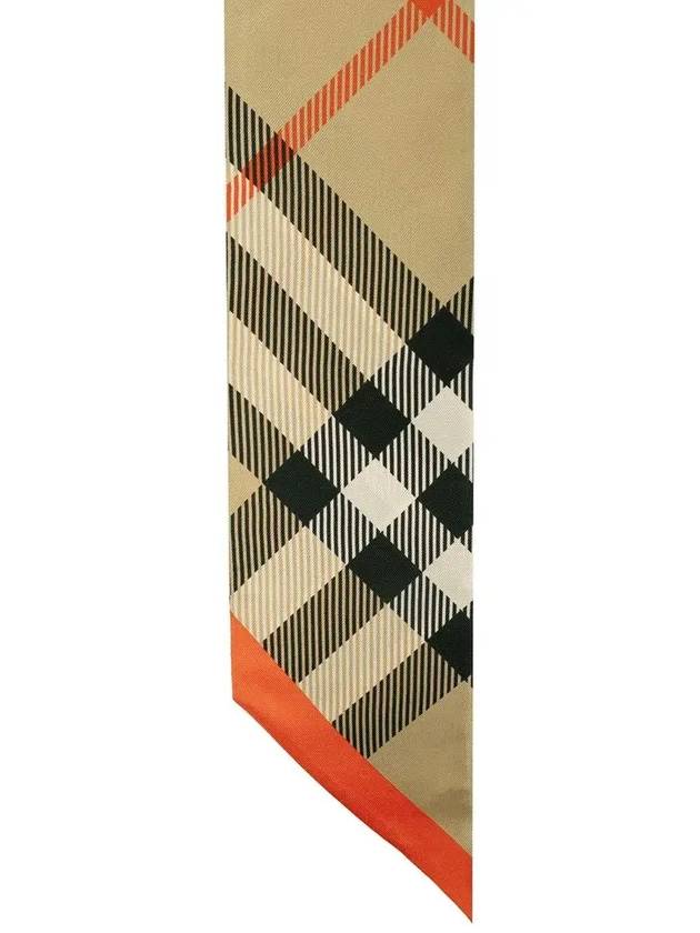 Check Red Hem Silk Scarf Beige - BURBERRY - BALAAN 5