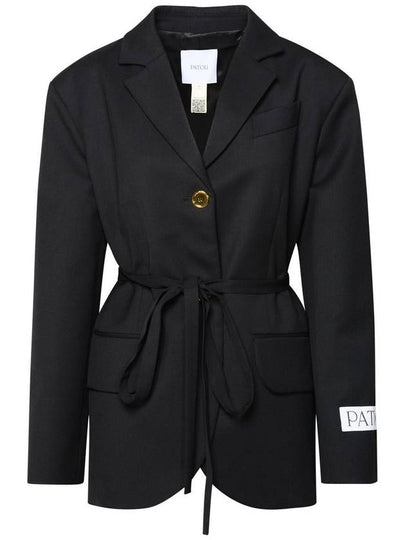 Logo Label Wool Jacket Black - PATOU - BALAAN 2