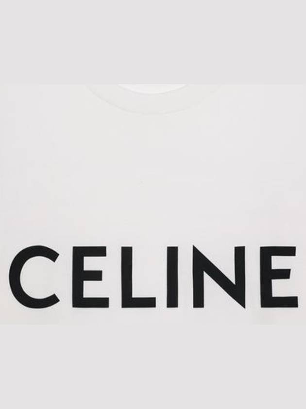 Logo Print Cotton Short Sleeve T-shirt White - CELINE - BALAAN 4