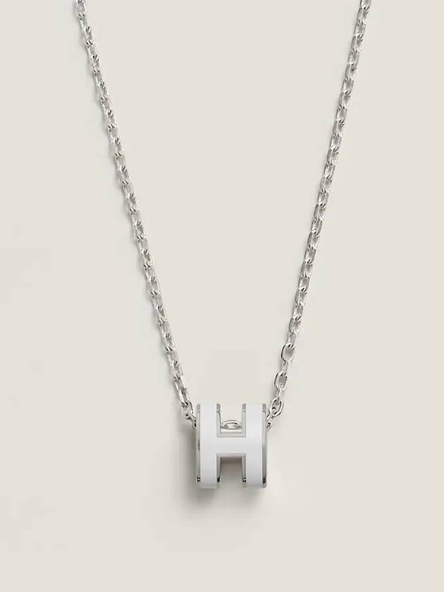 Mini Pop H Pendant Necklace Palladium Blanc - HERMES - BALAAN 2