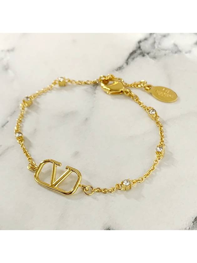 Signature Metal Swarovski Crystal Bracelet Gold - VALENTINO - BALAAN 6