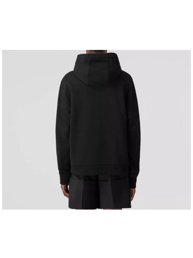 Logo Print Cotton Oversized Hoodie Black - BURBERRY - BALAAN 4