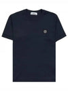 Slimfit Cotton Jersey Short Sleeve T-shirt Navy - STONE ISLAND - BALAAN 2