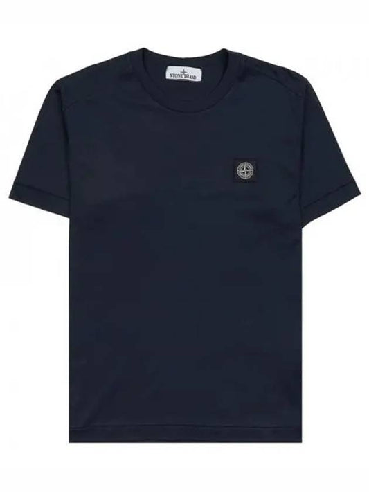 Slimfit Cotton Jersey Short Sleeve T-shirt Navy - STONE ISLAND - BALAAN 2