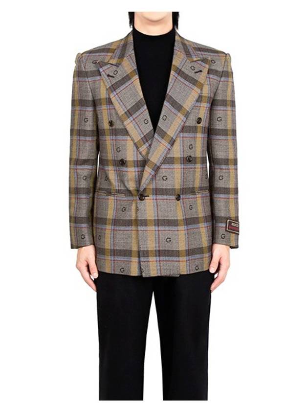 Web Label Check Pocket Wool Jacket Brown - GUCCI - BALAAN 2