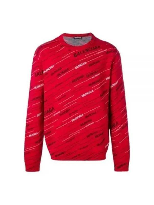 Allover Logo Jacquard Knit Top Red - BALENCIAGA - BALAAN 1