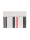 Caviar Leather Double Sided Card Wallet White - THOM BROWNE - BALAAN 3