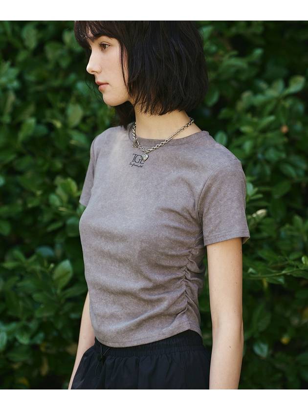 _SHIRRING CROP WASHING SHORT SLEEVE T_C GRAY - THE GREEN LAB - BALAAN 2