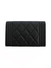 Boy  Flap Card Holder Grained Calfskin Ruthenium Black - CHANEL - BALAAN 3