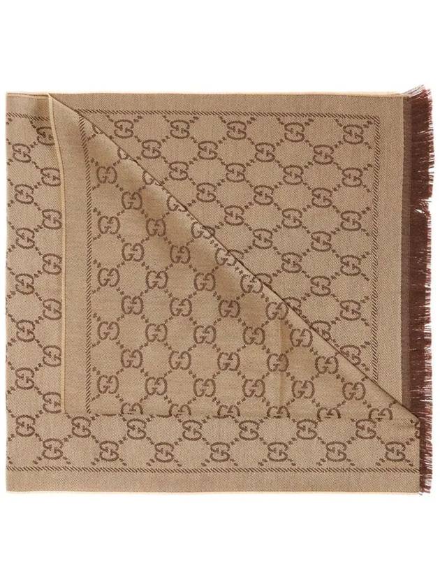 GG Jacquard Pattern Knit Muffler Light Brown - GUCCI - BALAAN 2