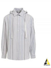 Jacquard Hooded Wool Cotton Long Sleeve Shirt White Light Blue - LOEWE - BALAAN 2