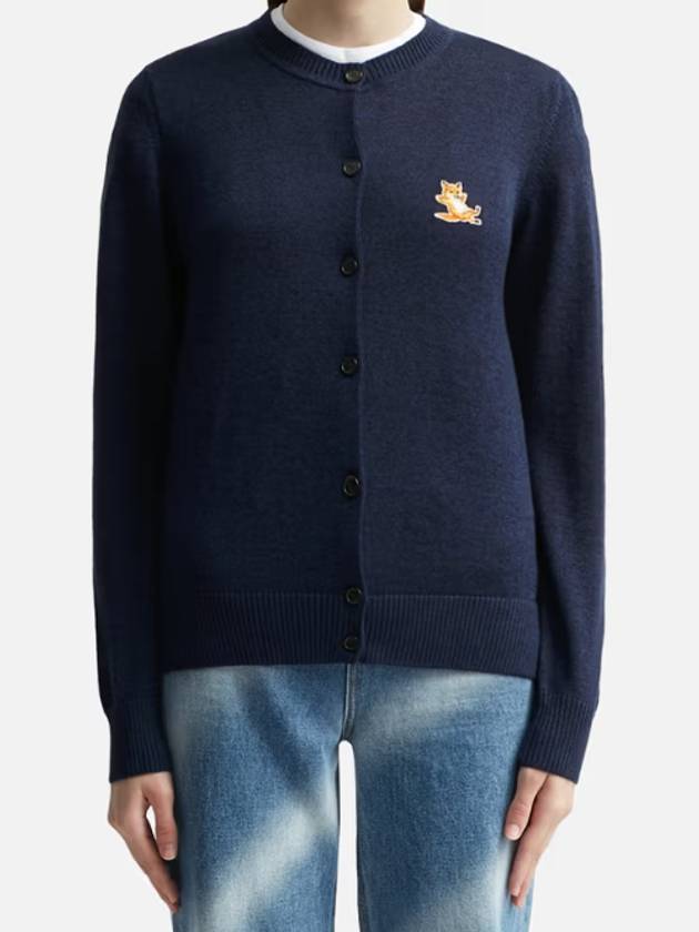 Chillax Fox Round Neck Cardigan Navy Women s - MAISON KITSUNE - BALAAN 5