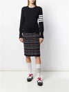 Milano Stitch Crewneck 4-Bar Cotton Crepe Knit Top Navy - THOM BROWNE - BALAAN 5