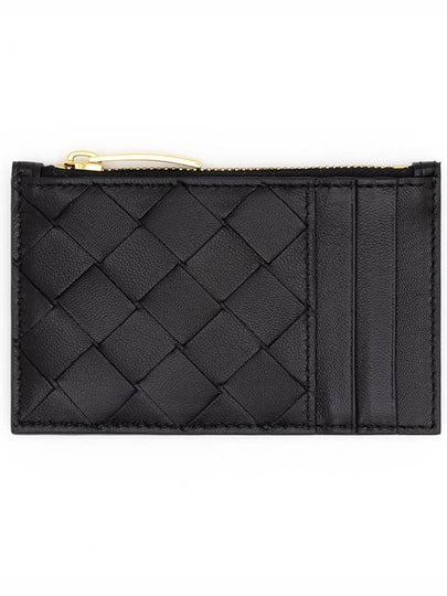 Intrecciato Zipper Leather Card Wallet Black - BOTTEGA VENETA - BALAAN 2