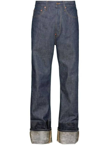 Lacquered Turn-Up Sraight Jeans Navy - MAISON MARGIELA - BALAAN 1