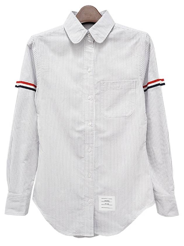 Women's Armband University Striped Oxford Shirt Medium Grey - THOM BROWNE - BALAAN 3