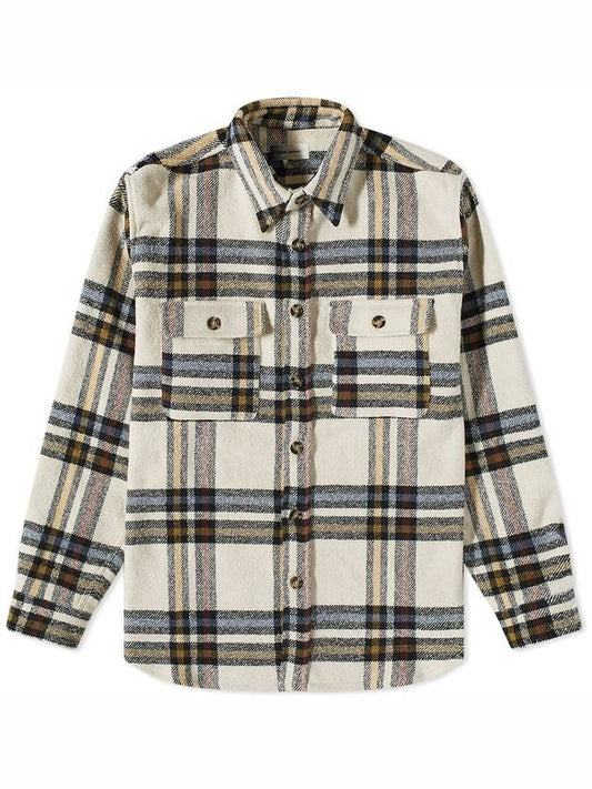 Men's Check Over Long Sleeve Shirt Beige Blue - ISABEL MARANT - BALAAN 2