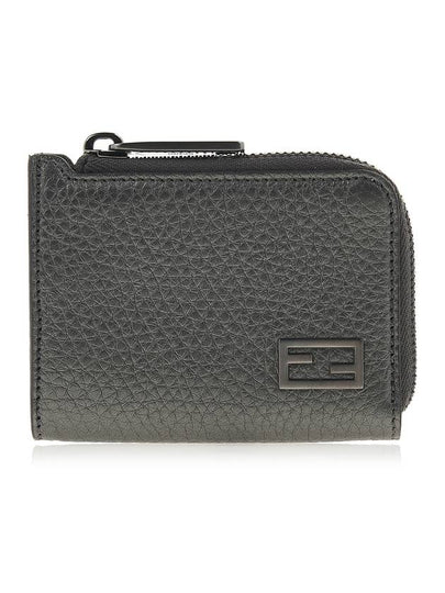 Logo Leather Card Wallet Grey - FENDI - BALAAN 2