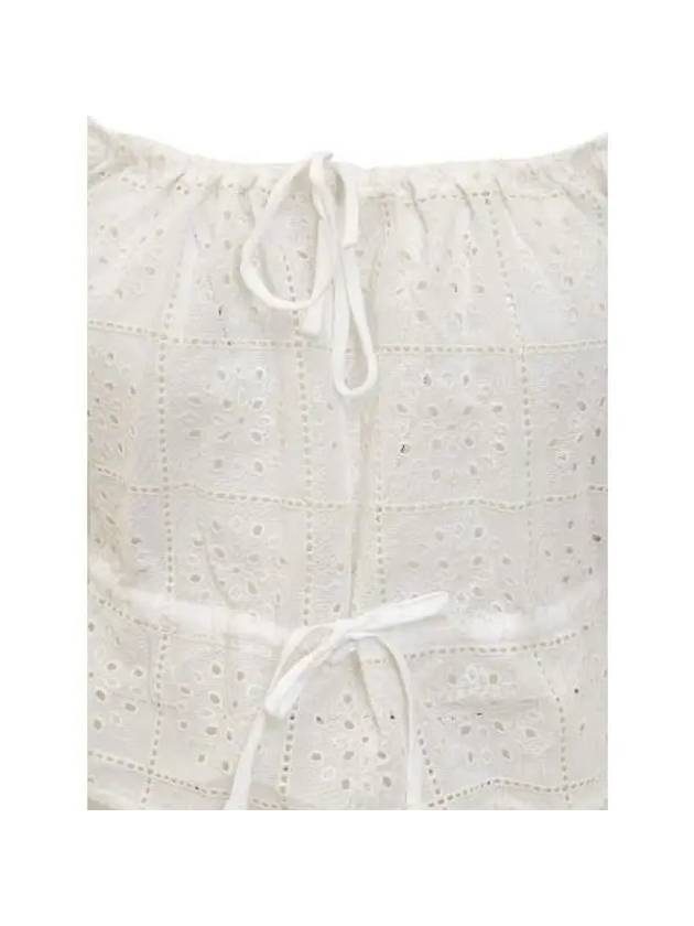 Ganni Broderie Anglaise Crop Blouse White - GANNI - BALAAN 6