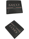 Logo Print Leather Half Wallet Black - GUCCI - BALAAN.