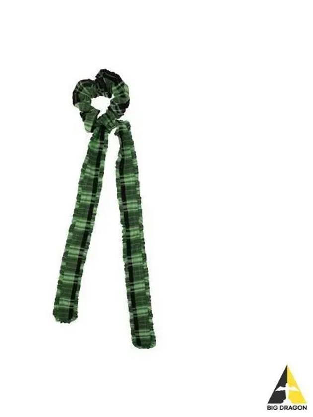 Women s Check Frill Bow Scrunch Hairband Black Green A4668 - GANNI - BALAAN 1