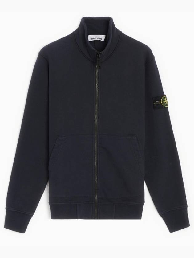 Garment Dyed Cotton Fleece Zip Up Jacket Navy - STONE ISLAND - BALAAN 2