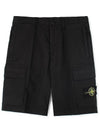 Men's Logo Patch Cargo Shorts Black - STONE ISLAND - BALAAN 2