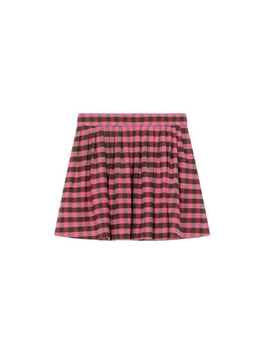 embroided linen blend mini pleated skirt - KENZO - BALAAN 1