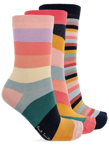 Paul Smith Three-pack Of Cotton Socks With Lurex Thread, Women's, Multicolour - PAUL SMITH - BALAAN 1