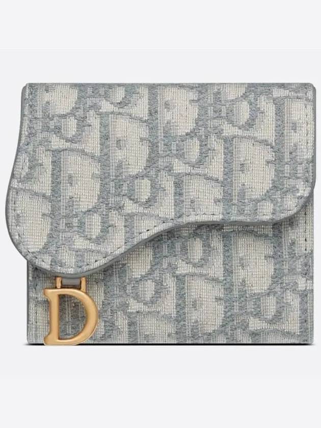 Saddle Oblique Jacquard Lotus Wallet Grey - DIOR - BALAAN 3