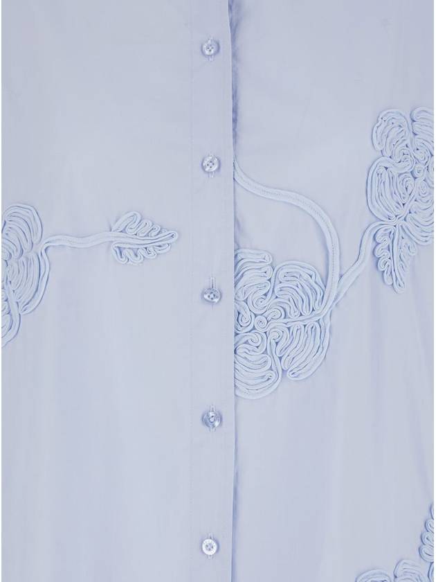 Light Blue Shirt With Classic Collar And All-Over Floral Embroidery In Cotton Woman - ROTATE - BALAAN 2