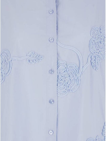 Light Blue Shirt With Classic Collar And All-Over Floral Embroidery In Cotton Woman - ROTATE - BALAAN 2