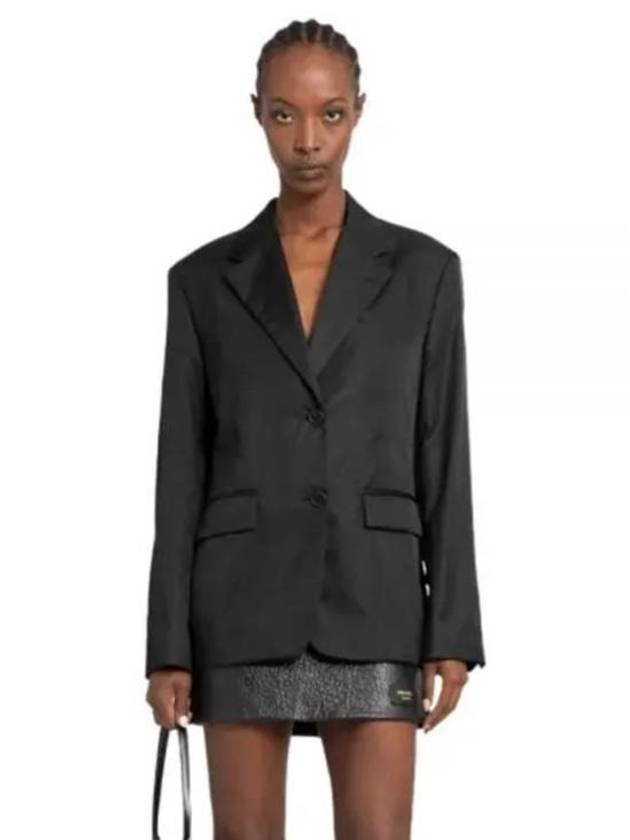 Single Breasted Nylon Blazer Jacket Black - PRADA - BALAAN 2