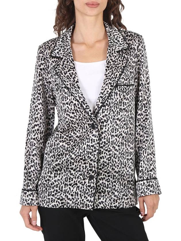 leopard pattern silk blazer jacket - SAINT LAURENT - BALAAN 2